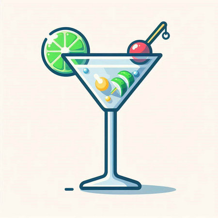 Cocktail icon. Vector illustration in flat design style. Isolated on white background.のイラスト素材