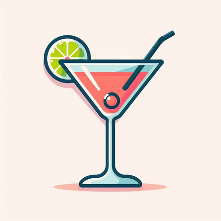 Cocktail icon in flat style. Cocktail vector illustration.のイラスト素材
