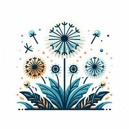 Dandelion flower hand drawn vector illustration. Dandelion flower sketch.のイラスト素材