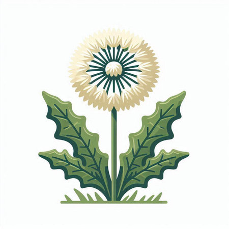 Dandelion flower isolated on a white background. Vector illustration.のイラスト素材