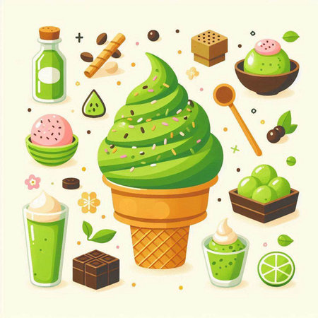 Ice cream icon set. Vector illustration of ice cream vector icons.のイラスト素材