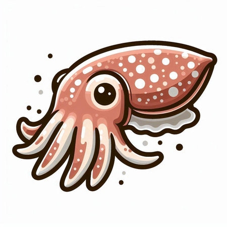 Illustration of a squid on a white background, vector illustration.のイラスト素材