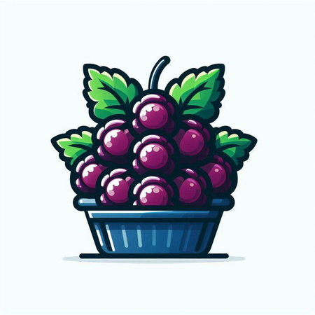 Bunch of grapes in a basket. Vector illustration on white background.のイラスト素材