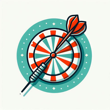 Dartboard with dart arrow in flat style. Vector illustration.のイラスト素材