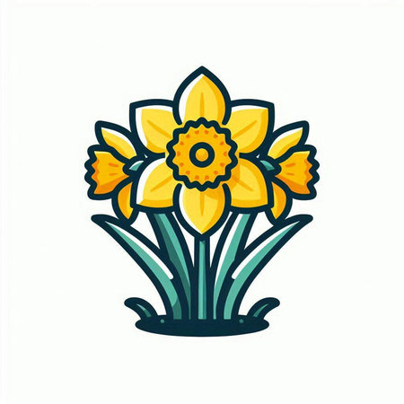 Daffodil flower icon. Vector illustration isolated on white background.のイラスト素材