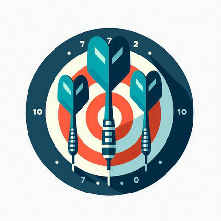 Dartboard with arrows. Vector illustration in flat design style.のイラスト素材