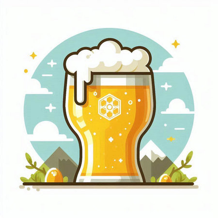 Beer glass with honey and eggs. Vector illustration in flat style.のイラスト素材