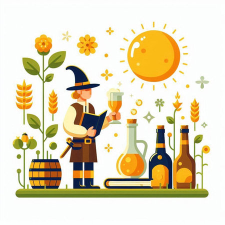 Oktoberfest flat vector illustration. Traditional German beer festival.のイラスト素材