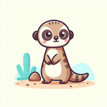Cute meerkat vector illustration. Cute cartoon animal.のイラスト素材