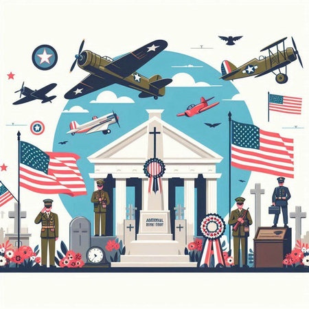 American War Memorial in Flat Design Style. Vector Illustration. Independence Dayのイラスト素材