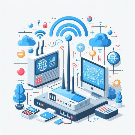 Internet of things concept. Internet of Things (IoT) isometric vector illustration.のイラスト素材