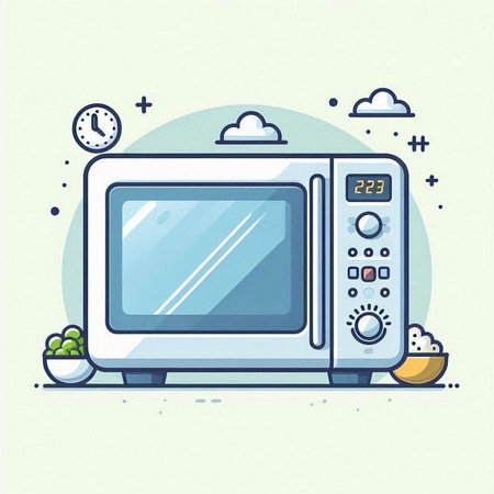 Microwave oven. Kitchen appliances. Vector illustration in flat styleのイラスト素材