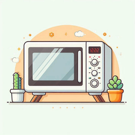 Microwave oven in flat style. Vector illustration for your designのイラスト素材