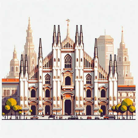Cathedral of the Immaculate Conception in Mexico City, Mexicoのイラスト素材
