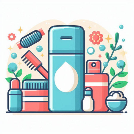Cosmetics and beauty products. Vector illustration in a flat style.のイラスト素材