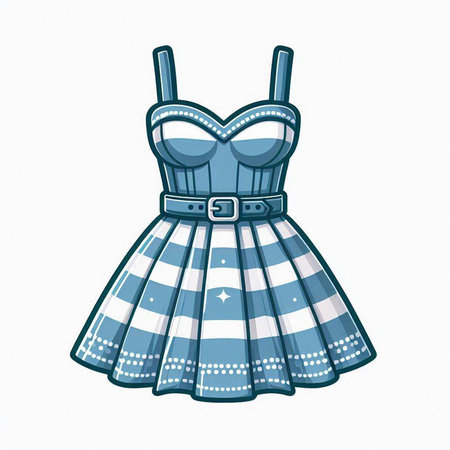 Illustration of a dirndl with a blue and white patternのイラスト素材