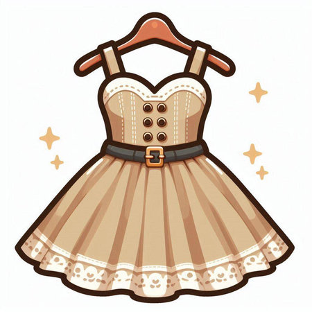 Cute cartoon girl dress on a hanger. Vector illustration.のイラスト素材