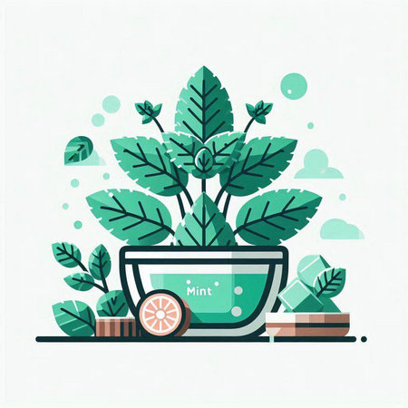 Vector illustration of green plant in a pot. Flat style design.のイラスト素材