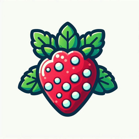 Strawberry vector icon, isolated on white background. Vector illustration.のイラスト素材