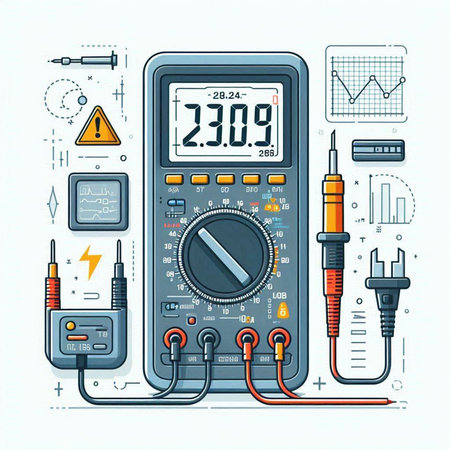 Multimeter. Electrical equipment. Vector illustration in line art style.のイラスト素材