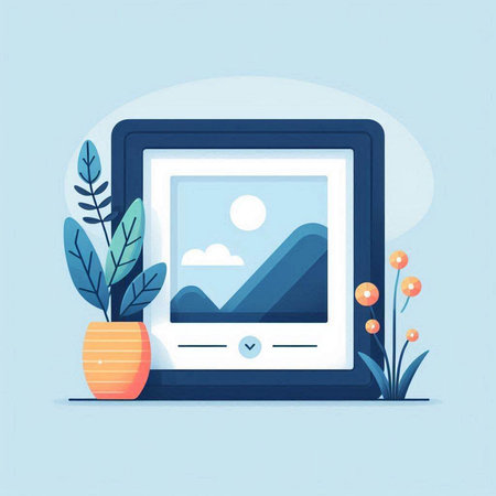 Flat design modern vector illustration concept of digital tablet with picture on screen.のイラスト素材