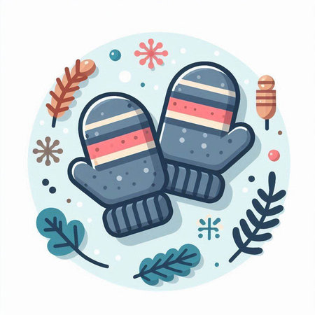 Winter mittens. Vector illustration in trendy flat style. Colorful winter icon.のイラスト素材