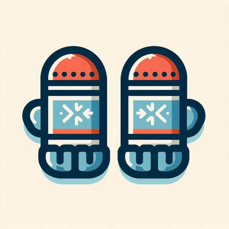 Winter gloves icon. Vector illustration of a pair of mittens.のイラスト素材