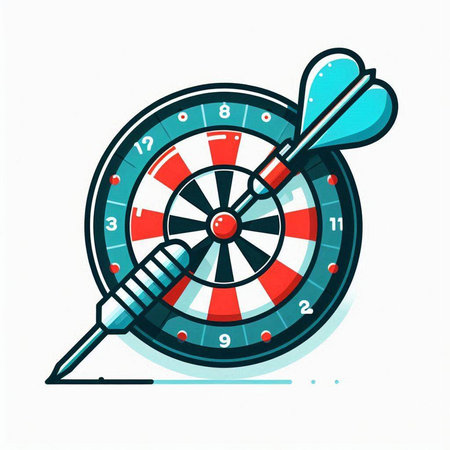 Dartboard with dart arrow on white background. Vector illustration.のイラスト素材