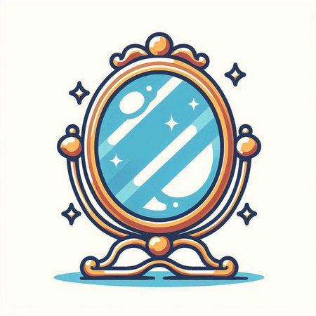 Mirror and cutlery icon. Vector illustration in flat styleのイラスト素材