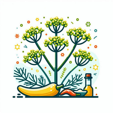 Illustration of herbs and spices. Vector illustration in flat style.のイラスト素材