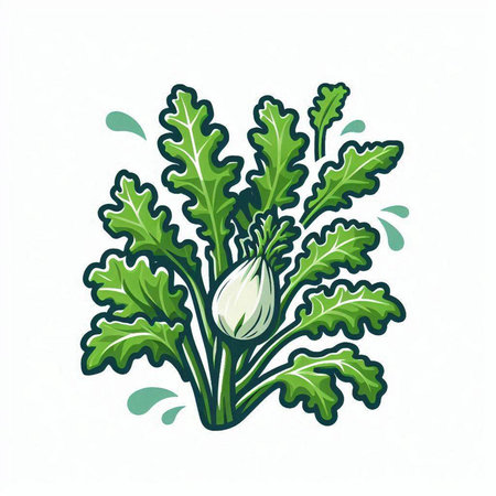 Vegetable vector illustration. Cucumber, radish, lettuce, green onion.のイラスト素材