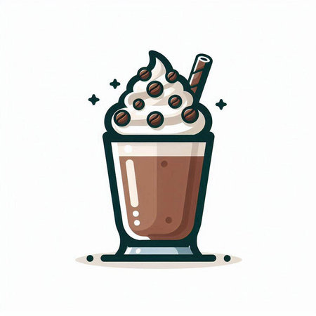 Coffee with whipped cream in a glass. Vector illustration.のイラスト素材