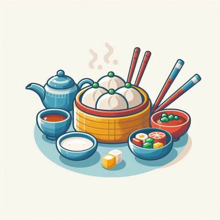 Illustration of Chinese food. Vector illustration of chinese cuisine.のイラスト素材