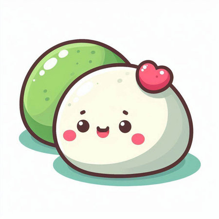 Cute kawaii kawaii moong rice ball. Cartoon vector illustration.のイラスト素材