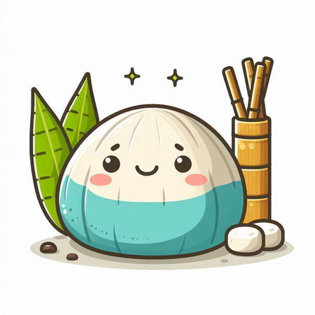 Illustration of a cute kawaii japanese rice ballのイラスト素材