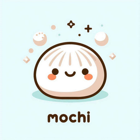 Mochi Japanese rice dumpling cartoon vector graphic illustration.のイラスト素材