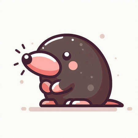 Cute cartoon mole. Vector illustration of a funny little mole.のイラスト素材