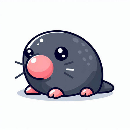 Cute mole cartoon vector illustration on white background. Cute mole character.のイラスト素材