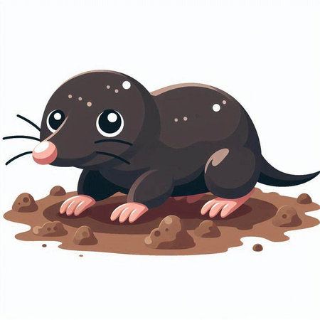 Mole in mud isolated on a white background. Vector illustration.のイラスト素材