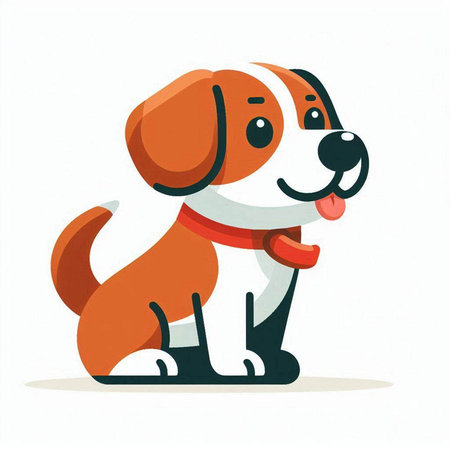 Cute cartoon dog isolated on white background. Vector illustration in a flat style.のイラスト素材