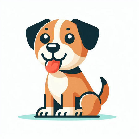 Cute cartoon dog with tongue out. Vector illustration isolated on white background.のイラスト素材