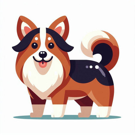 Cartoon Cute Welsh Corgi Dog. Vector illustration.のイラスト素材