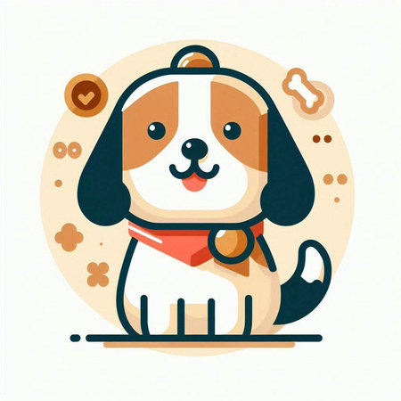 Cute dog vector illustration. Cute cartoon dog in flat style.のイラスト素材