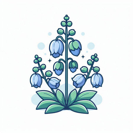 Blue flowers isolated on a white background. Hand drawn vector illustration.のイラスト素材