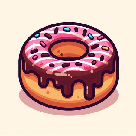 Donut with glaze. Vector illustration of a donut.のイラスト素材