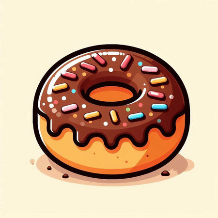 Cartoon donut with glaze and sprinkles. Vector illustration.のイラスト素材