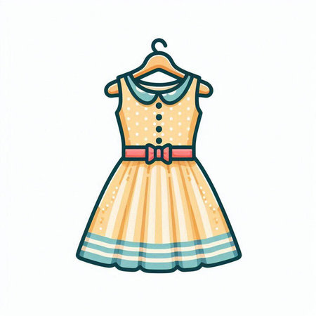 Cute dress on a white background. Vector illustration in cartoon style.のイラスト素材