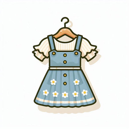 Cute dirndl on a hanger isolated on white backgroundのイラスト素材