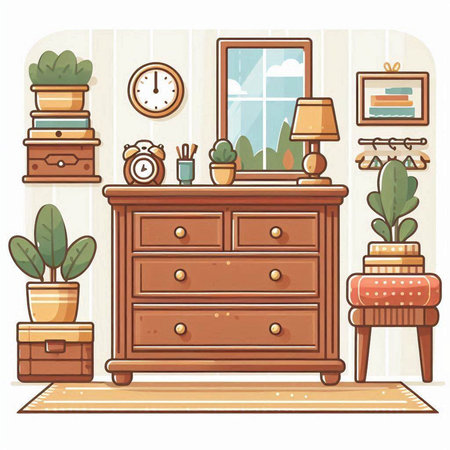 Furniture and home decor. Vector illustration in cartoon style.のイラスト素材