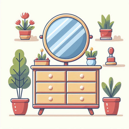 Furniture in the room. Vector illustration in flat style.のイラスト素材